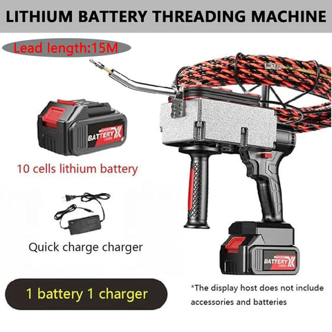 Minhuijihui Automatic Electric Threader Cordless Wire Fishing Tool With 25000Mah Battery, lithium battery threading machine with charger.