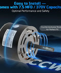 RV Air Conditioner Fan Motor With Capacitor Replacement One Third Horsepower 115 Volt 1675 RPM Two Speed 60Hz shown close-up