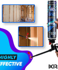 Dead Simple Expanding Foam Insulation Kit With 216 Cans Plus Heavy Duty Trigger Gun and Full Safety Rig in use for sealing wall gaps.