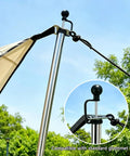 Adjustable Heavy Duty Tarp Poles Set Of 2, 90 Inch Telescoping Camping Poles with tarp canopy setup outdoors close-up