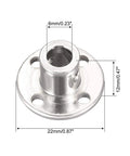 6mm Inner Diameter Rigid Flange Shaft Coupler For Motors And DIY Projects 10mm Outer Diameter Shaft Connector 12mm Length High Quality Motor Guide Coupling 4 Pack, silver flange with 22mm base