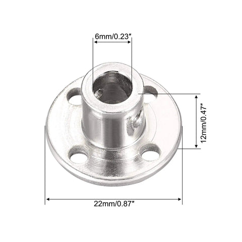 6mm Inner Diameter Rigid Flange Shaft Coupler For Motors And DIY Projects 10mm Outer Diameter Shaft Connector 12mm Length High Quality Motor Guide Coupling 4 Pack, silver flange with 22mm base