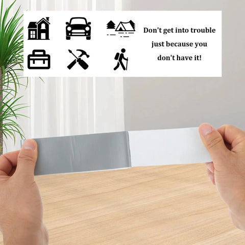 Hands holding a strip of grey Six Pack Mini Pocket Duct Tapes Travel Size 1.77 Inch By 9.84 Feet Flat Fold Heavy Duty Waterproof Cloth Base Tape