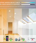 4 Inch Gimbal Smart WiFi LED Recessed Lights Kit RGB CW Color Changing Works With Alexa And Google Home No Hub Required 2700K To 6500K IC Rated Pack Of 4 installed in hallway with dimming feature shown.