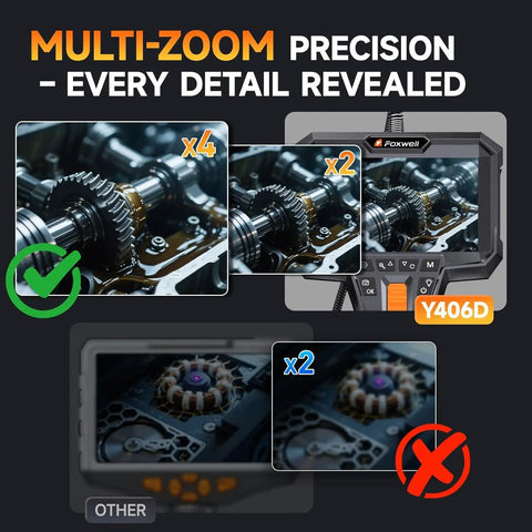 Multi-zoom precision view on Slim 0.25 Inch Dual Lens Articulating Borescope With 220 Degree Two Way Endoscope Camera