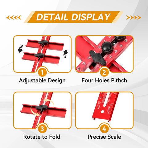 Heavy Duty Aluminum 4 In 1 Router Milling Jig For Zero Hassle Grooves And Flawless Circle Cuts detail display showing adjustable design and precise scale.