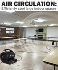 Quarter Horsepower 1000 CFM Air Mover And Floor Dryer With Two Speed Settings Carpet Dryer Black Finish in large room