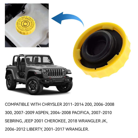 Brake Fluid Cap Master Cylinder Reservoir Filler Cap Replacement For Jeep Wrangler 2001 To 2017, yellow ABS cap