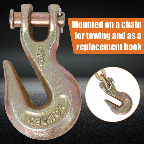 Three Eighths Inch Chain Hooks Grade 70 Heavy Duty Clevis Grab Hooks Forged Alloy Steel 7,100 Lb Load.