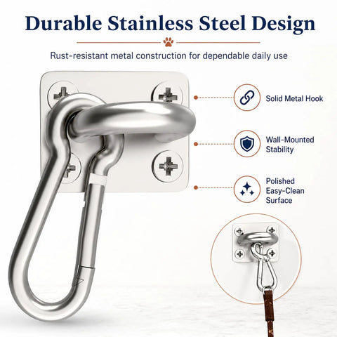 Durable stainless steel wall mount for Heavy Duty Dog Zipline For Yard And Outdoor Run With Shock Absorber Tangle Free Tie Out Cable.