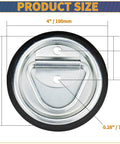 Heavy Duty D Ring Tie Down Anchors Four Inch Flush Surface Mount Hardware Four Pack, size dimensions shown on product.