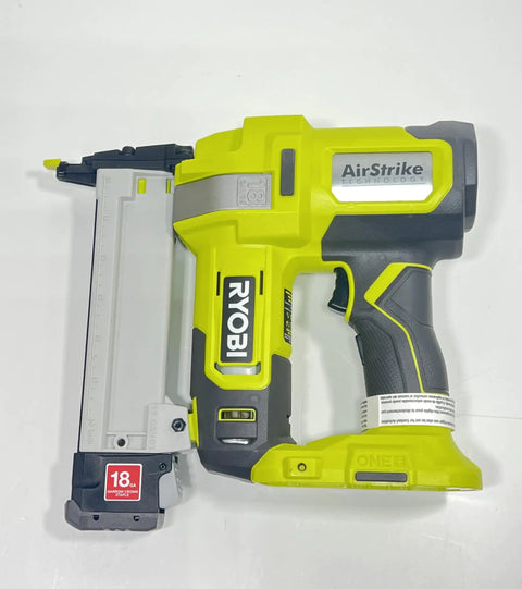 18 Gauge Cordless AirStrike Narrow Crown Stapler P361 Green with adjustable pressure dial and compact design for trim work.