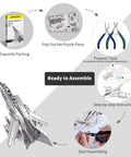Assembly steps for 3D Metal Puzzle Tornado Fighter Jet Kit for Adults and Teens, 83-piece DIY military aircraft model