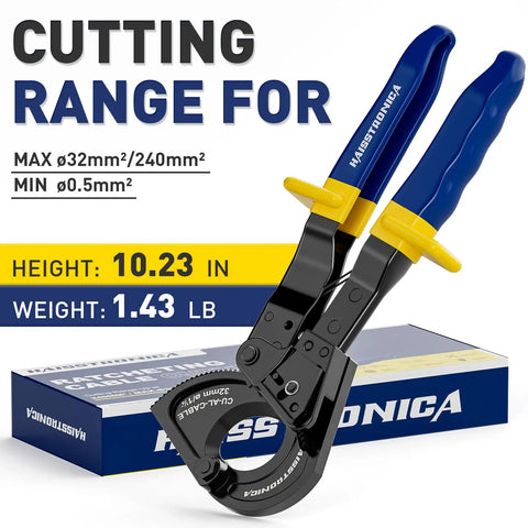 Ratchet Cable Cutters Heavy Duty Wire Cutters For Copper And Aluminum Cable Up To 240mm2 500 Kcmil Pro Grade Tool with packaging