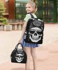 Skull Design Backpack With Insulated Cooler Lunch Box Lightweight Laptop Backpack Fits 15.6 Inch For Women And Men Daypack For Work Travel Book Bag Scratch Resistant Nylon