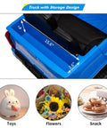 Toyota Tundra Licensed 12V Kids Ride On Truck With Realistic Grille, Brand Logos, And Kid Friendly Functional Pickup Bed, Electric Battery Powered Outdoor Adventure Car For Young Drivers, blue truck bed storage