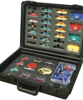 Student Electronics Training Kit With Over 60 Snap Together Parts, 300 Plus Projects, Illustrated Manual And Online Resources, Build A Radio, Doorbell, Burglar Alarm, No Tools Required, Durable Case With Foam Inserts open showing parts and components nestled in foam compartments.