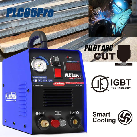 65 Amp Pro Grade Plasma Cutter With Dual Voltage 110V And 220V Inverter IGBT Power Non Touch Pilot Arc HF Air Start LED Digital Display
