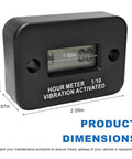 Vibration Activated Hour Meter for Motorcycles, Generators, and Compressors, Waterproof Digital LCD Time Counter with Maintenance Reminder, Tiny Durable Gauge for Service Intervals and Wear Tracking, black ABS 2.05in x 1.38in