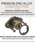Heavy Duty Desk Drawer Lock With Key Keeps Filing Cabinets Locked Up Tight Using Top Shelf Zinc Alloy Antique Bronze Hardware.