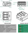 Diagram of 75 Piece Lever Wire Connector Kit For DIY Electrical Projects, showcases dimensions and specifications for connectors.