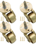 4 Pcs Universal Brass Caster Stem Wheels With 360 Degree Rotation And Brass Threaded Stems for furniture, including screws.
