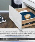 Beefed Up Full Extension Drawer Slides 12 Inch Side Mount Ball Bearing Rails 100 lb Capacity in open cabinet drawer