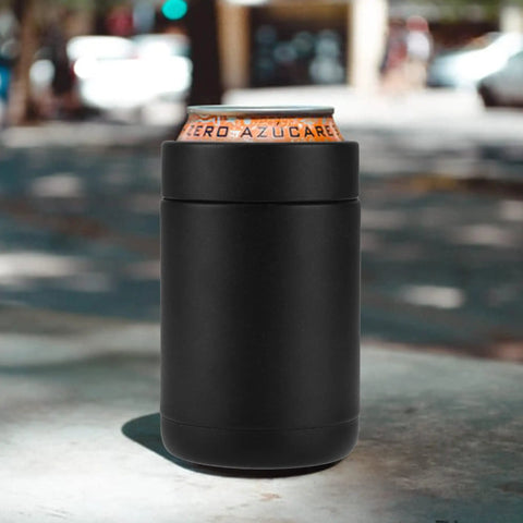 Stainless Steel 12oz Vacuum Insulated Can And Bottle Cooler Keeps Ya Drinks Ice Cold With Double Wall Construction Copper Plated Chiller Metal Cooler For Cans And Bottles Black Finish