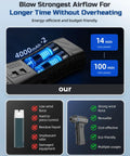 Cordless Air Duster With 300000 RPM Brushless Motor, 8000mAh Battery, Fast Charge; dual 4000mAh battery comparison details