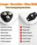 Self-Adhesive Ball Casters With 360 Degree Swivel, Mini Universal Caster Wheels For Countertops, Equipment And Small Furniture, Peel And Stick Install, No Drill, Black, 4 Pack shown in close-up comparison with single ball design.