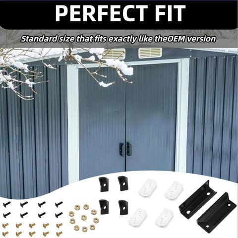 DK100 A Shed Door Full Kit Door Tune Up Kit Replacements Parts For Sliding Shed Doors Hardware Kit With Black Handle