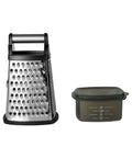 Gourmet 4 Sided Stainless Steel Box Grater With Fine Medium Coarse Grating And Slicing Options Detachable 3 Cup Storage Container