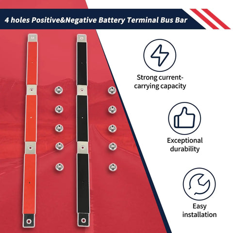 Heavy Duty Positive And Negative Battery Terminal Bus Bar For Volvo Vn Vnl Vnm 2004 To 2019 with four holes and ten flange nuts