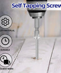 Big Time Grip Flat Head Wood Screws Size Eight By One Half Inch With Crisp White Painted Cap 304 Stainless Steel Mix in use with a drill.