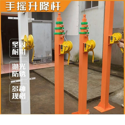 Rock Solid Manual Telescopic Lifting Mast With Bulletproof Mechanical Winch for secure camera height adjustments outdoors.