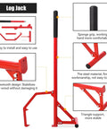 51 Inch Timberjack Adjustable Log Lifter And Heavy Duty Steel Log Roller Cant Hook Tool With 11 Inch Non Slip Grip Handle, red.