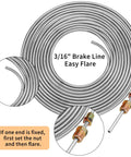 Heavy Duty 3/16 Inch Stainless Steel Brake Line Kit, 25 Foot Tubing Roll with 16 Fittings for Hydraulic Brake Systems