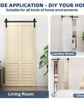 Heavy Duty 36 Inch Bi-Fold Barn Door Hardware Kit Fits Two 16 Inch Closet Doors installation examples in home settings