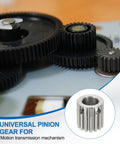 Close-up of 15T Pinion Gear For 10mm Motor Shaft, 304 Stainless Steel with other gears, RC model motor part