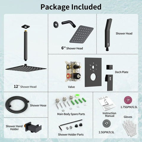 Top Shelf Matte Black Shower Faucet Set Featuring Dual Shower Heads And Wide Ceiling Rainfall Paired With Adjustable Handheld Spray For Dead Simple Setup And Insane Home Spa Vibes