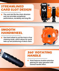 YATOINTO orange mini lever chain hoist with dual hooks and 10 ft chain (front view)