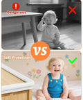 Thick As Nails L Shaped Baby Corner And Edge Guards 6.56 Feet Long protecting a toddler from sharp furniture edges.