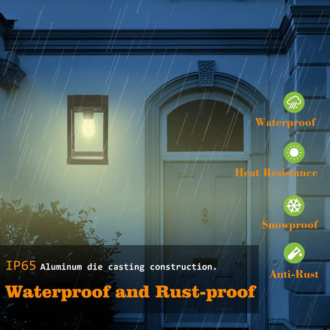 Outdoor Solar Wall Lights 2 Pack With 3 Modes Dusk To Dawn Motion Sensor LED Sconce IP65 Waterproof For Patio Fence Garden Wireless Solar Powered Lighting No Electric Bill Decorative showing waterproof feature in rain