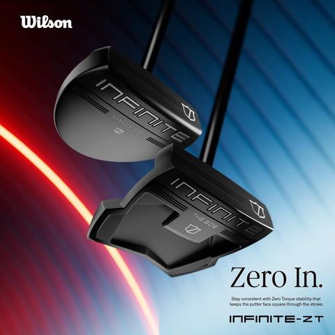 Zero Torque Lakeview Putter 35 Inch Right Hand With Double Milled Face And PVD Anti Glare Finish For Consistent Roll Precise Distance Control And Easy Alignment On Every Green, mallet-style head angle view on colorful background.