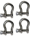 4 Pack of 5/8 Inch Stainless Steel Type 316 Screw Pin Anchor Shackles for Heavy Duty Rigging, Towing, and Lashing Applications