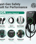 Level 2 EV Charger 48 Amp 11.5kW 240V Home Charging Station, Up to 9x Faster, UL 2594 ETL Energy Star Certified, Adjustable Current 6A to 48A, Hardwired Install With 60A Breaker Required on wall-mounted unit