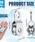 Open Pulley System Snatch Block With Bearing for Smooth Rope Feeding Set of 20 Small Single Pulleys Quiet Operation Great for DIY Lifting Rigging Clotheslines and Light Hauling, 6.5cm metal