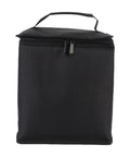 Front view of Rugged Camping Fuel Cylinder Carrier Bag For Gas Tanks And Gear, black waterproof Oxford cloth with zipper.
