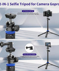 62 Inch Extendable Selfie Stick Tripod For GoPro And Osmo Pocket 3 With 360 Degree Ball Head and 1/4 Inch Screw on display