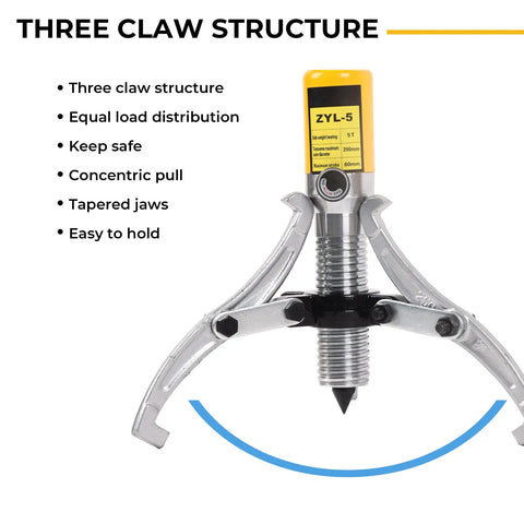5 Ton Hydraulic Gear Puller Kit With Adjustable 2 Or 3 Jaws, Bearing Hub Separator for removing hubs and gears